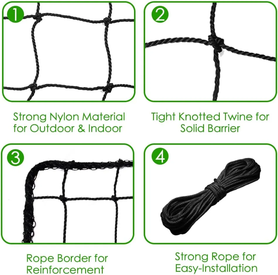 Baseball Softball Backstop Nets, Heavy Duty Sports Netting Barrier #18 Nylon Baseball Netting 10'x20'/10'x30'(Net Only)