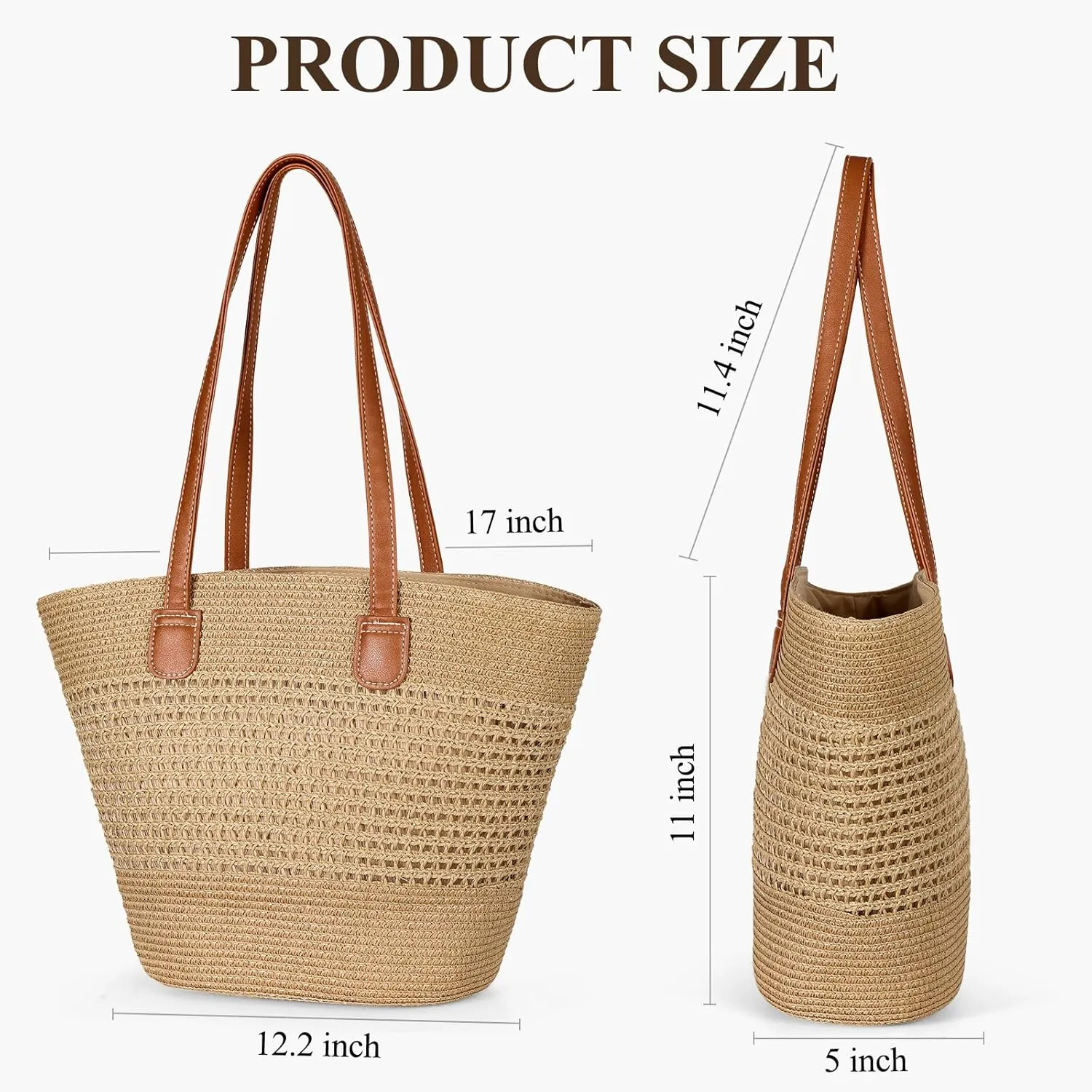 Beach Bags for Women, Large Beach Bag, Woven Straw Tote Bags Waterproof, Weaving Swim Shopping Travel Bag