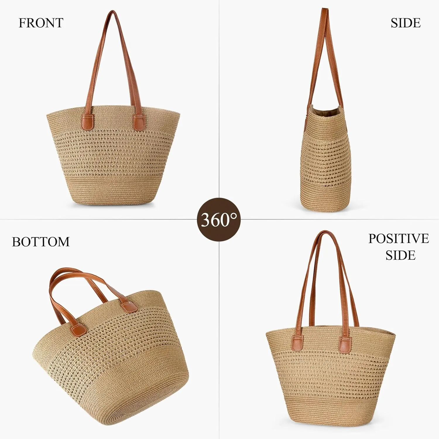Beach Bags for Women, Large Beach Bag, Woven Straw Tote Bags Waterproof, Weaving Swim Shopping Travel Bag