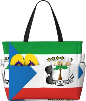 Beach Tote Pool Bags for Women-Cute Flag Day Large Gym Grocery Tote Travel Towel Bag Handbags,7 Pockets, Zipper