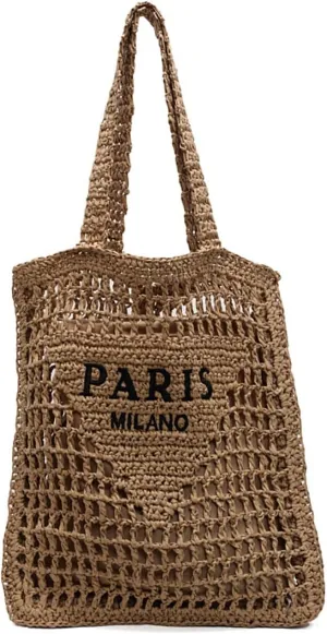 Beach Woven Crochet Bag for Women Straw Hobo Mesh Tote Knit Bags, for Daily Picnic Summer Holiday Travel Vacation