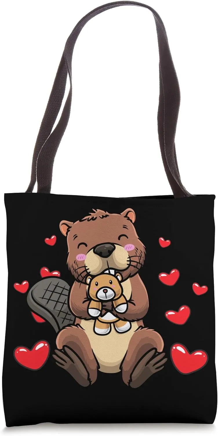 Beaver With Stuffed Animal Rodent Tote Bag