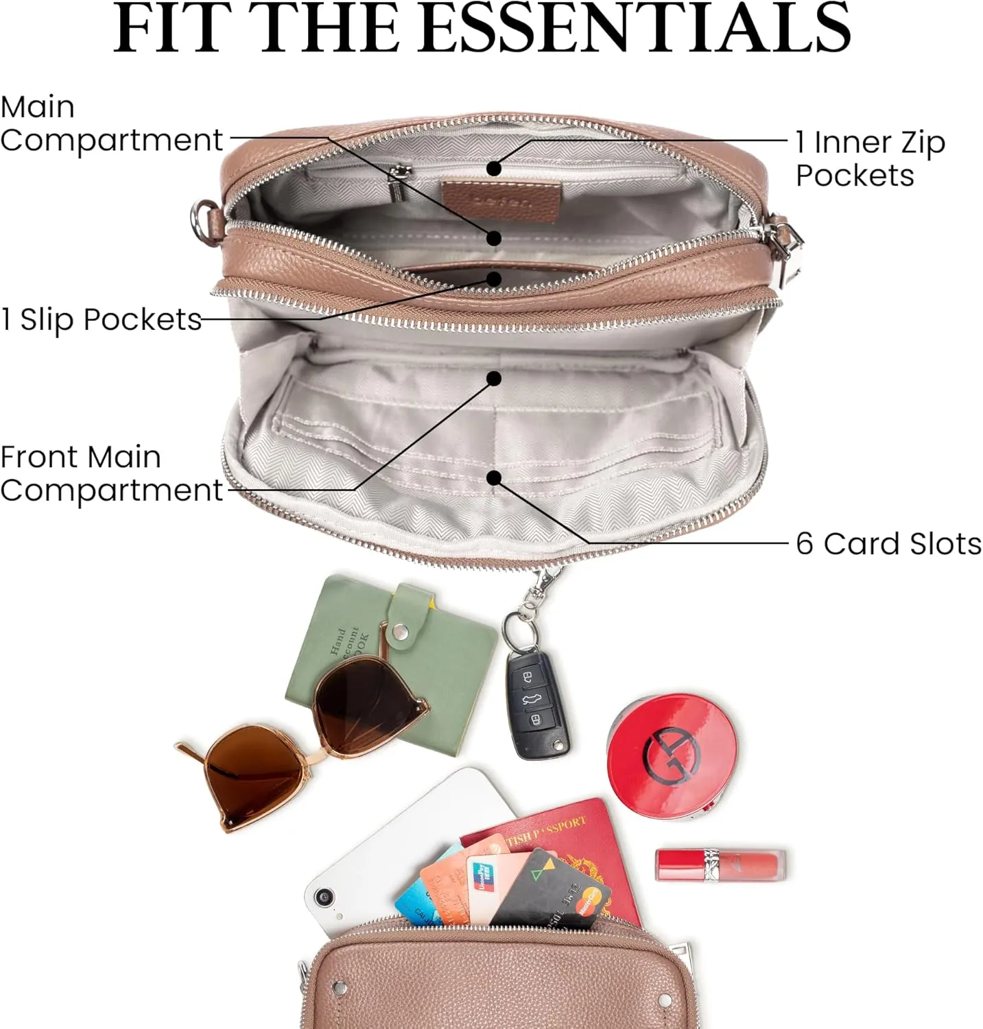 befen Genuine Leather Crossbody Bags for Women, Purses with Built in RFID Wallet Woman Camera Shoulder Bag Handbags