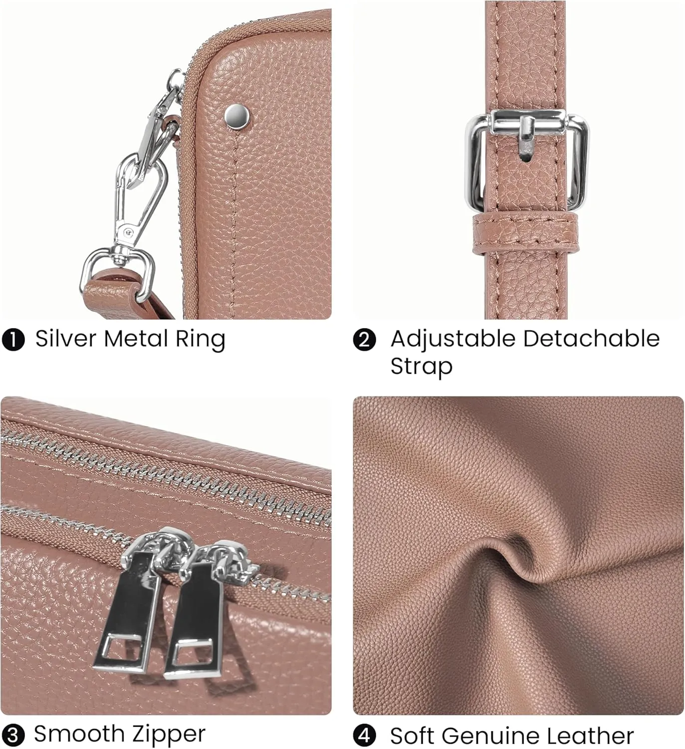 befen Genuine Leather Crossbody Bags for Women, Purses with Built in RFID Wallet Woman Camera Shoulder Bag Handbags