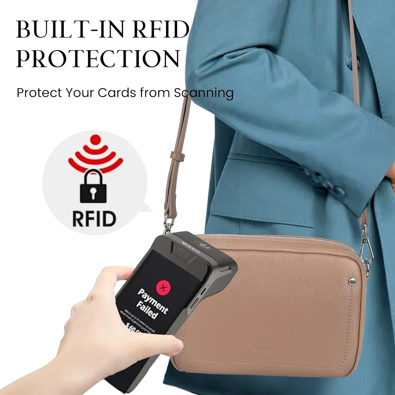 befen Genuine Leather Crossbody Bags for Women, Purses with Built in RFID Wallet Woman Camera Shoulder Bag Handbags