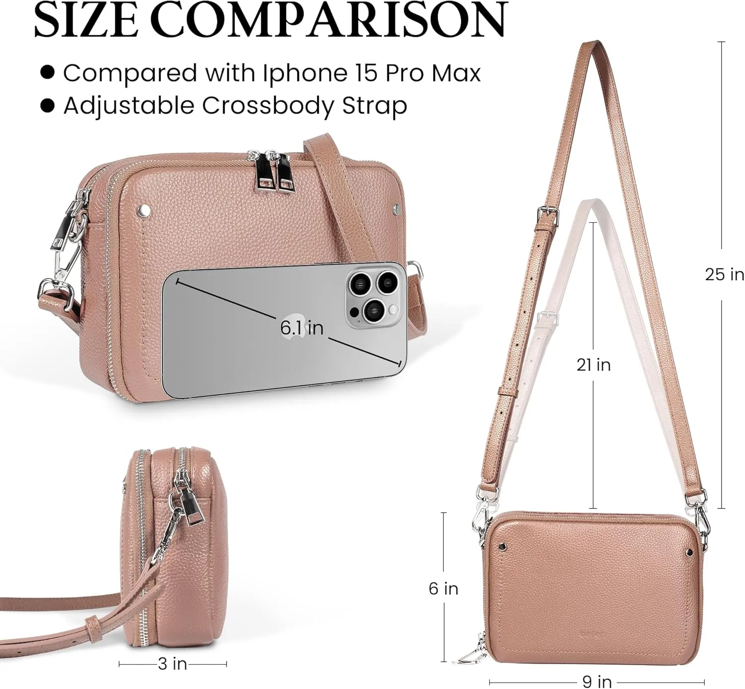 befen Genuine Leather Crossbody Bags for Women, Purses with Built in RFID Wallet Woman Camera Shoulder Bag Handbags