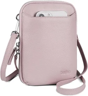 befen Genuine Leather Crossbody Cell Phone Purse for Women, Small Zip Around RFID Blocking Crossbody Wallet Bags