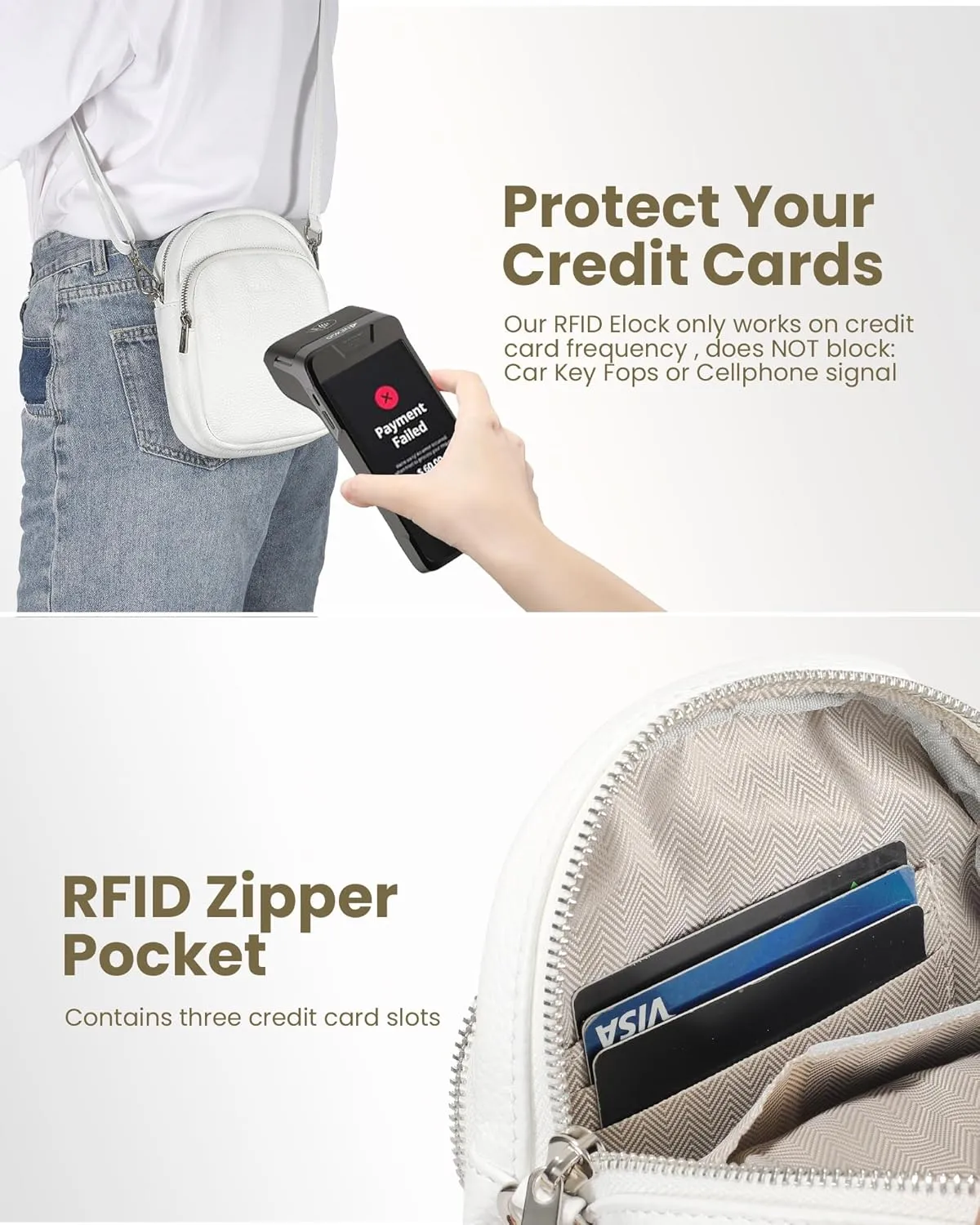 befen Genuine Leather Small Crossbody Bags for Women Trendy Travel Cell Phone Wallet Purses with RFID Blocking Card Slots