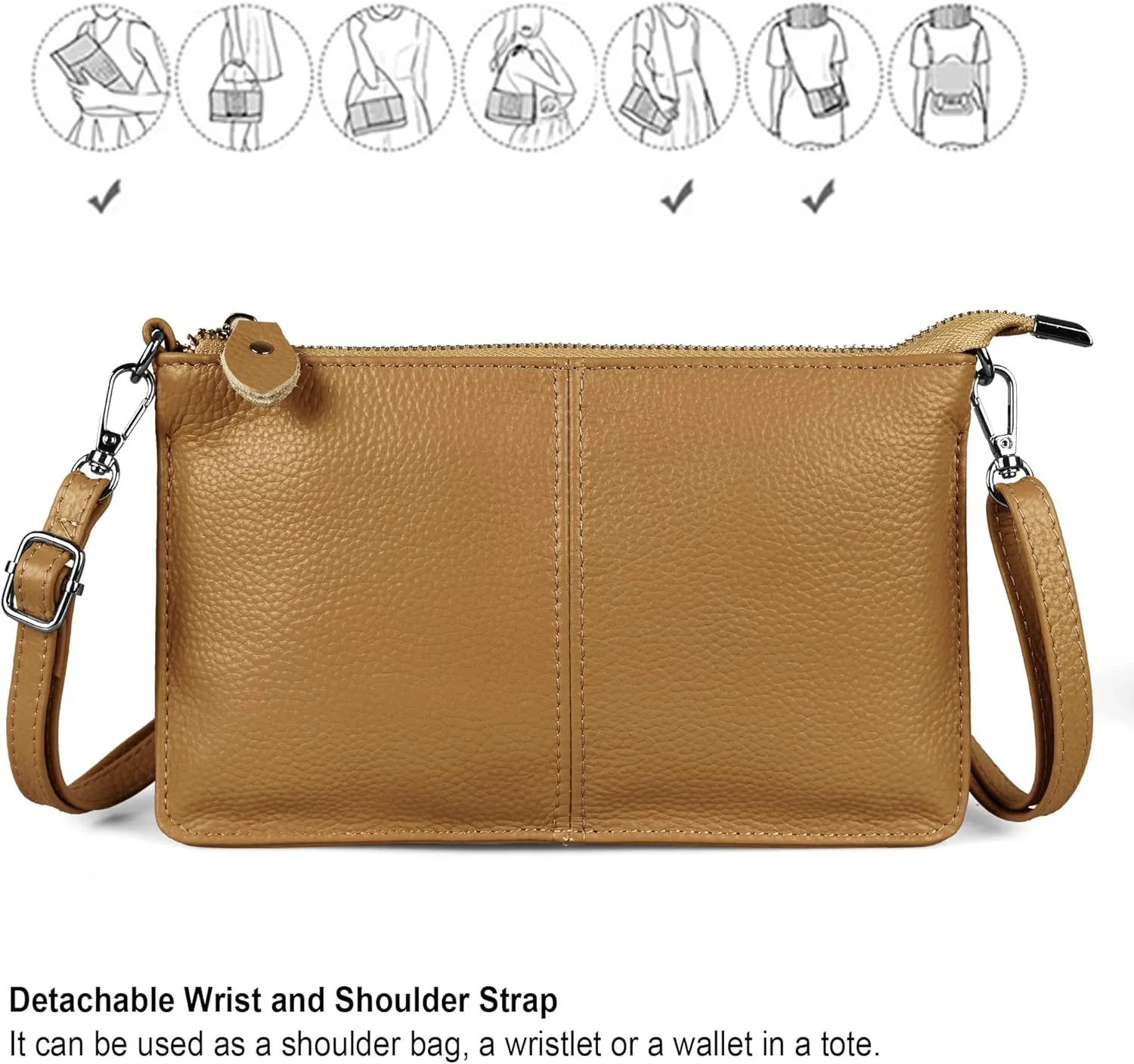 befen Genuine Leather Wristlet Clutch Wallet Purses Small Crossbody Bags for Women with RFID Blocking Card Slots