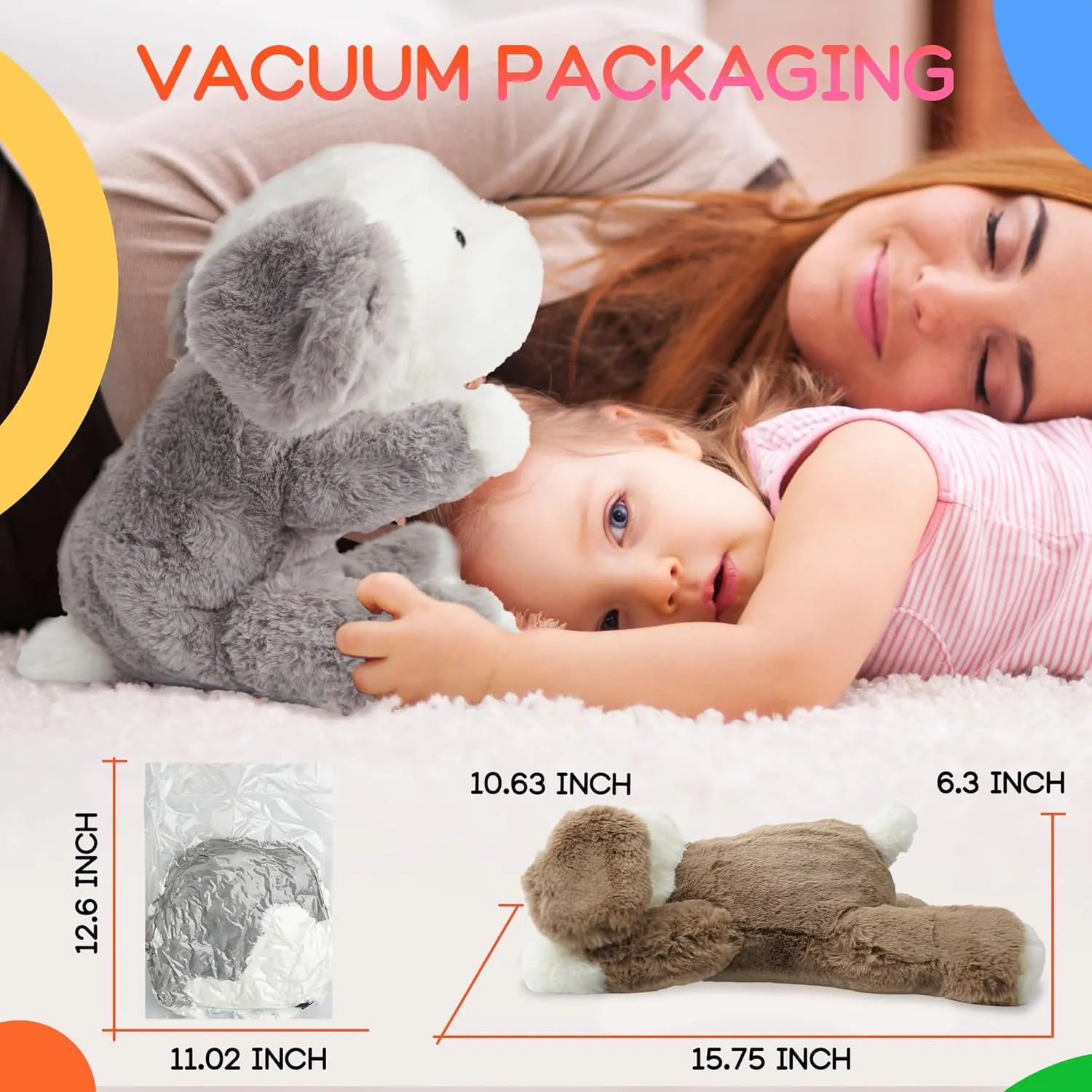 BELLOCHIDDO Plush Dog Pillow Bed - Sweet Dreamers Soft Animal Toys for Toddlers & Babies - Cute Doll for Boys & Girls