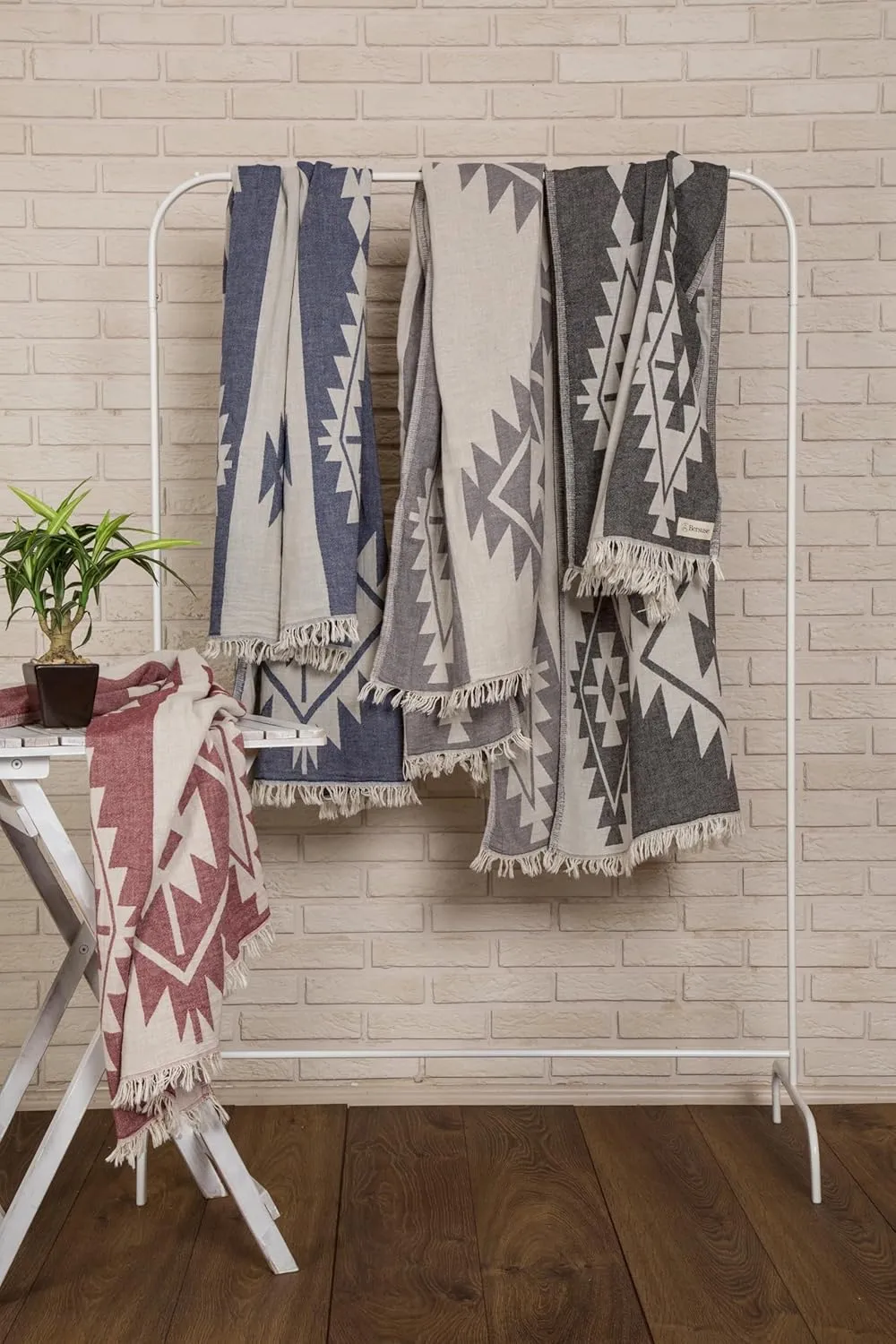 Bersuse 100% Cotton Tulum Turkish Towel Beach Towel Bath Towel Dual Layer Peshtemal Beach Blanket Beach Essentials - 37x70 Inches, Dark Blue