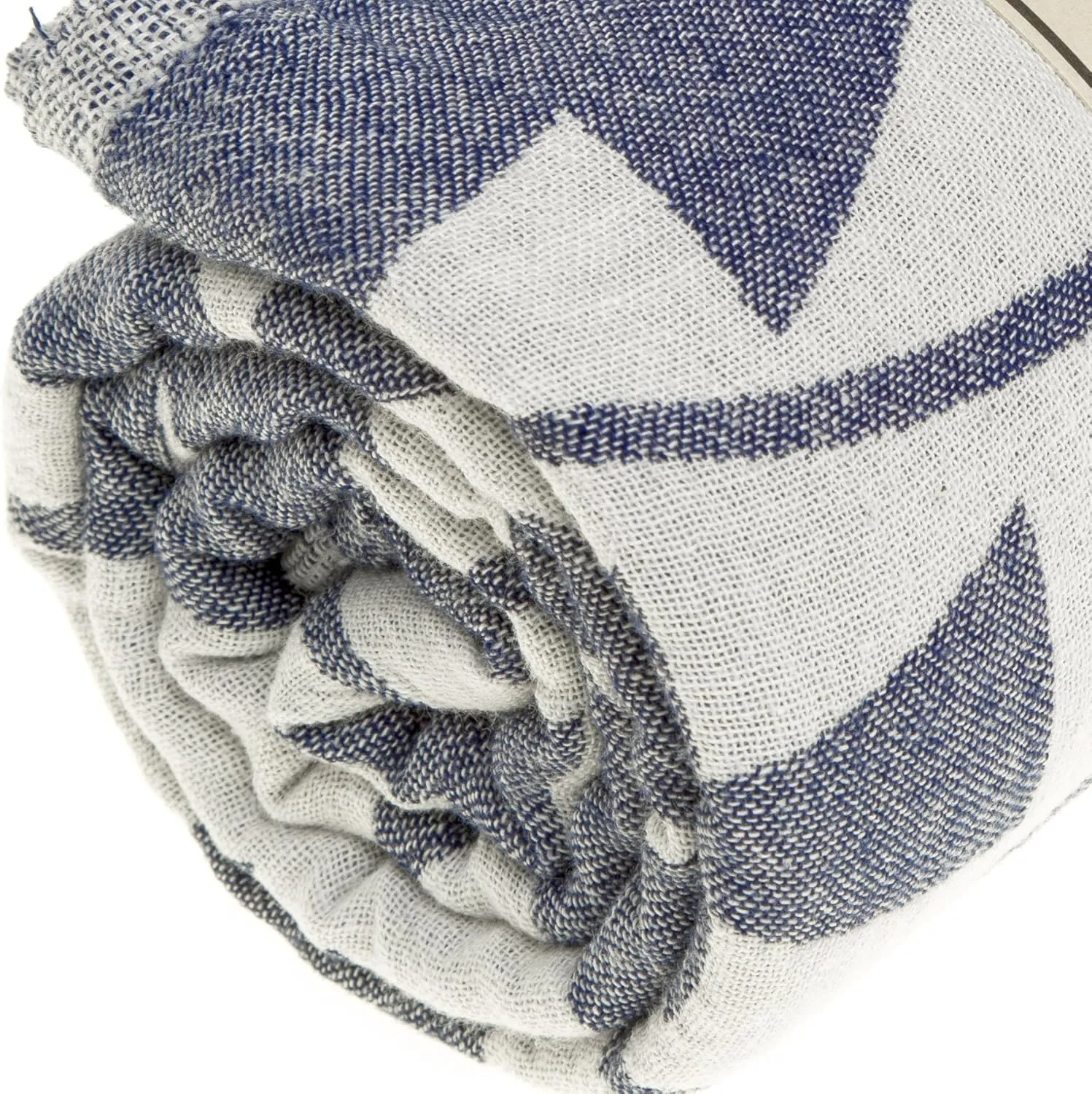 Bersuse 100% Cotton Tulum Turkish Towel Beach Towel Bath Towel Dual Layer Peshtemal Beach Blanket Beach Essentials - 37x70 Inches, Dark Blue