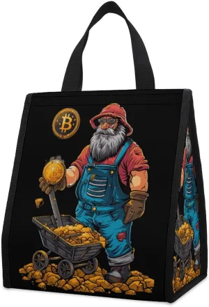 Bitcoin Miner Printed Insulated Lunch Bag Portable Lunch Tote for Women Men Travel Work Picnic