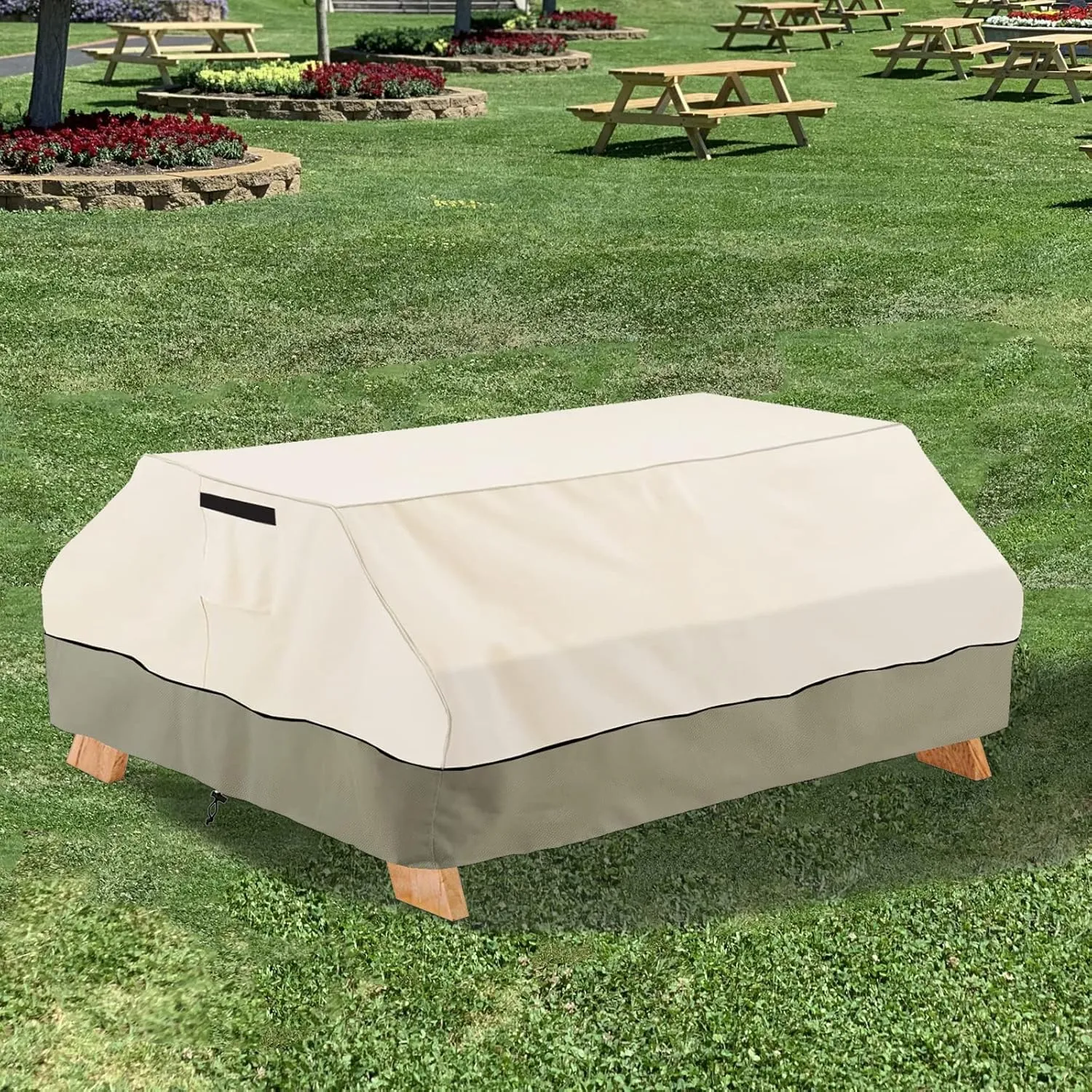 Bitubi 96 Inch Heavy Duty Waterproof Picnic Table Cover - 600D Tough Canvas Wind Dust Proof Anti-UV Outdoor Patio Table Bench Covers Winter