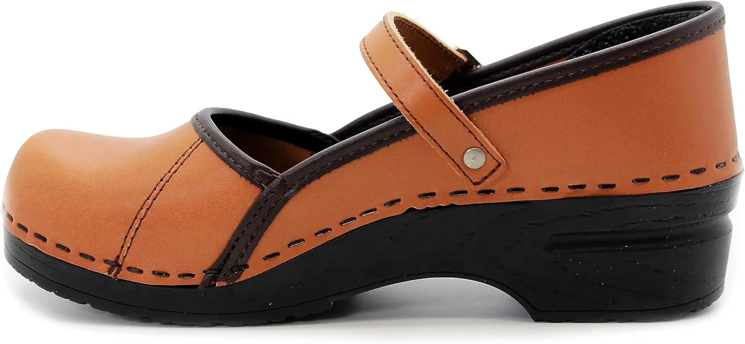 BJORK Swedish Comfort Women's Marcella Mary Jane Leather Clogs