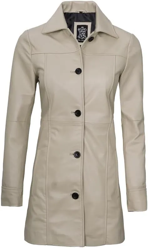 Blingsoul Womens Leather Jacket - Vintage Style Long Leather Jacket Women