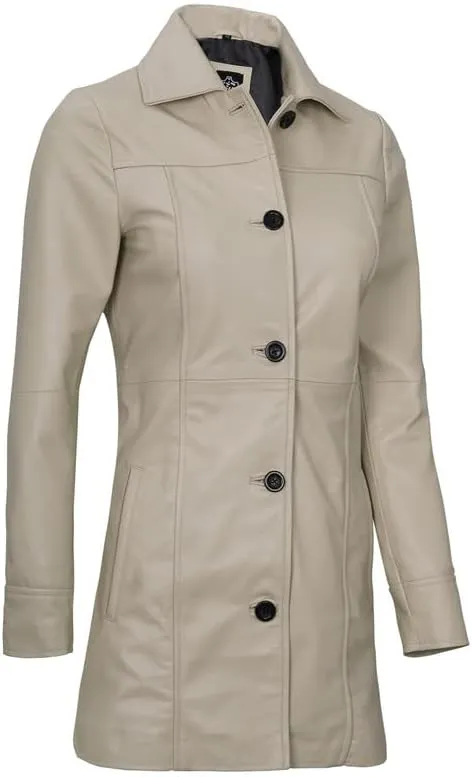 Blingsoul Womens Leather Jacket - Vintage Style Long Leather Jacket Women