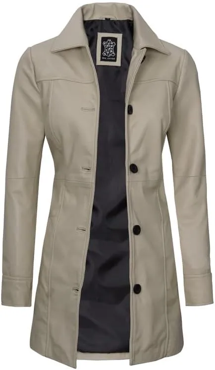 Blingsoul Womens Leather Jacket - Vintage Style Long Leather Jacket Women