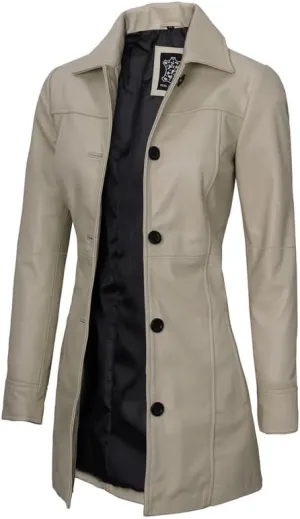 Blingsoul Womens Leather Jacket - Vintage Style Long Leather Jacket Women