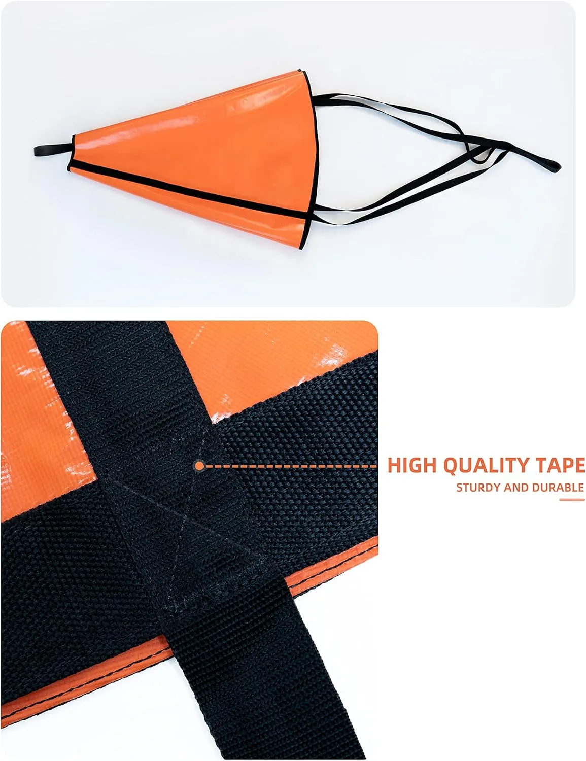 BLUEWING Sea Anchor Drift Sock 840D Nylon 32", 42", 53", 62", 72", 84" Parachute Fishing Drogue for Marine Boat/Jet Ski/Sail Orange/Black/Green/Blue/Yellow