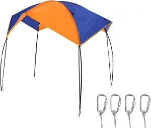 Boat Sun Shelter, 2-4 Persons Boat Sun Protection Shelter, Sailboat Awning Cover Fishing Canopy Tent, Polyester Sailboat Sun Shade Tent for Camping Outdoor