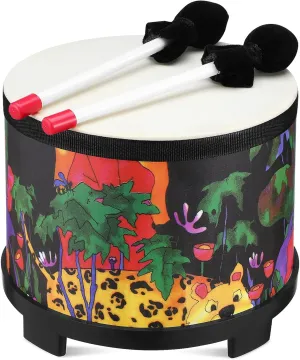 Bongos Wooden Kids Drum Set 8 Inch Floor Tom Drum with Mallets Orff Musical Instruments Christmas Birthday