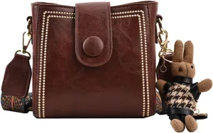 Bootara Bucket Bag, Bootara Women's Vintage Bunny Charm Bucket Bag – Convertible Shoulder Crossbody, Spacious Travel Tote