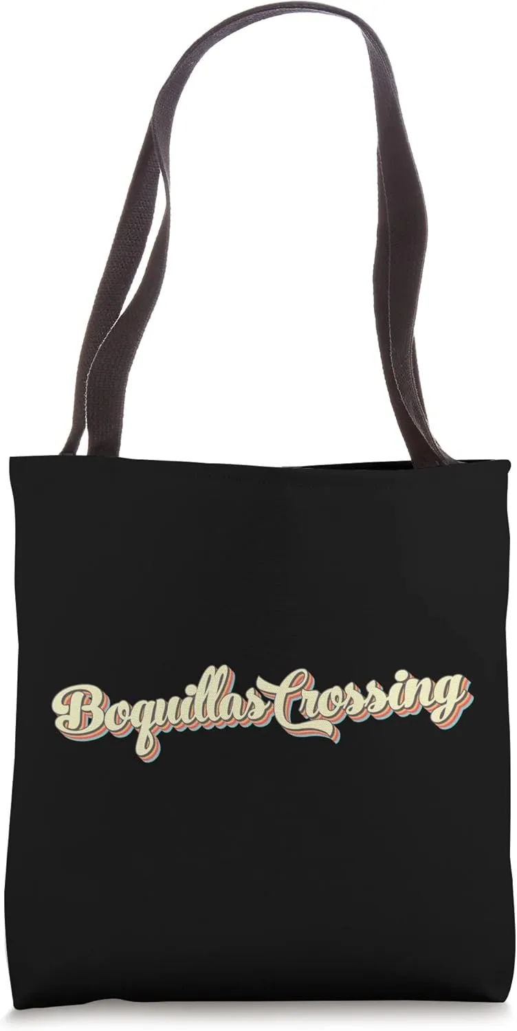Boquillas Crossing TShirt Retro Art Baseball Font Vintage Tote Bag