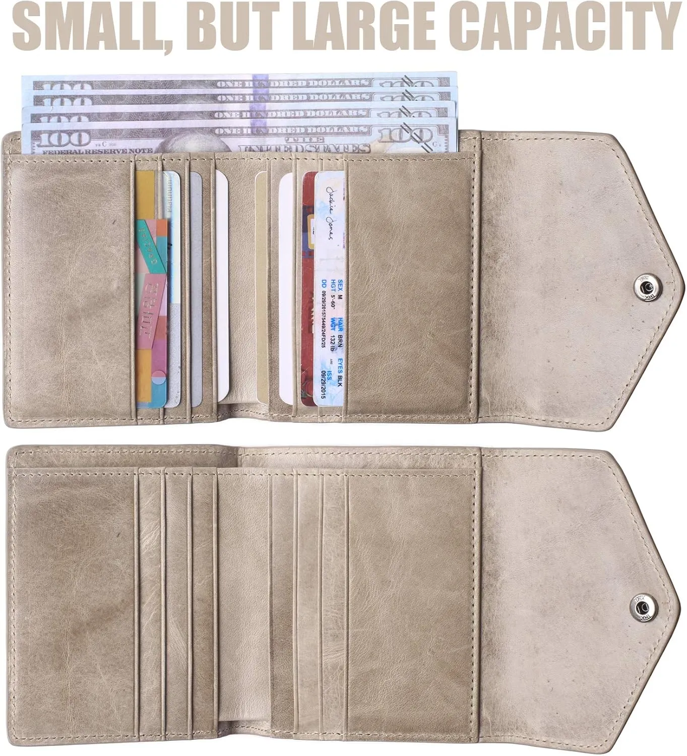 Borgasets Small Wallet for Women Genuine Leather RFID Blocking Card Holder Organizer Pocket Compact Bifold Ladies Mini Purse