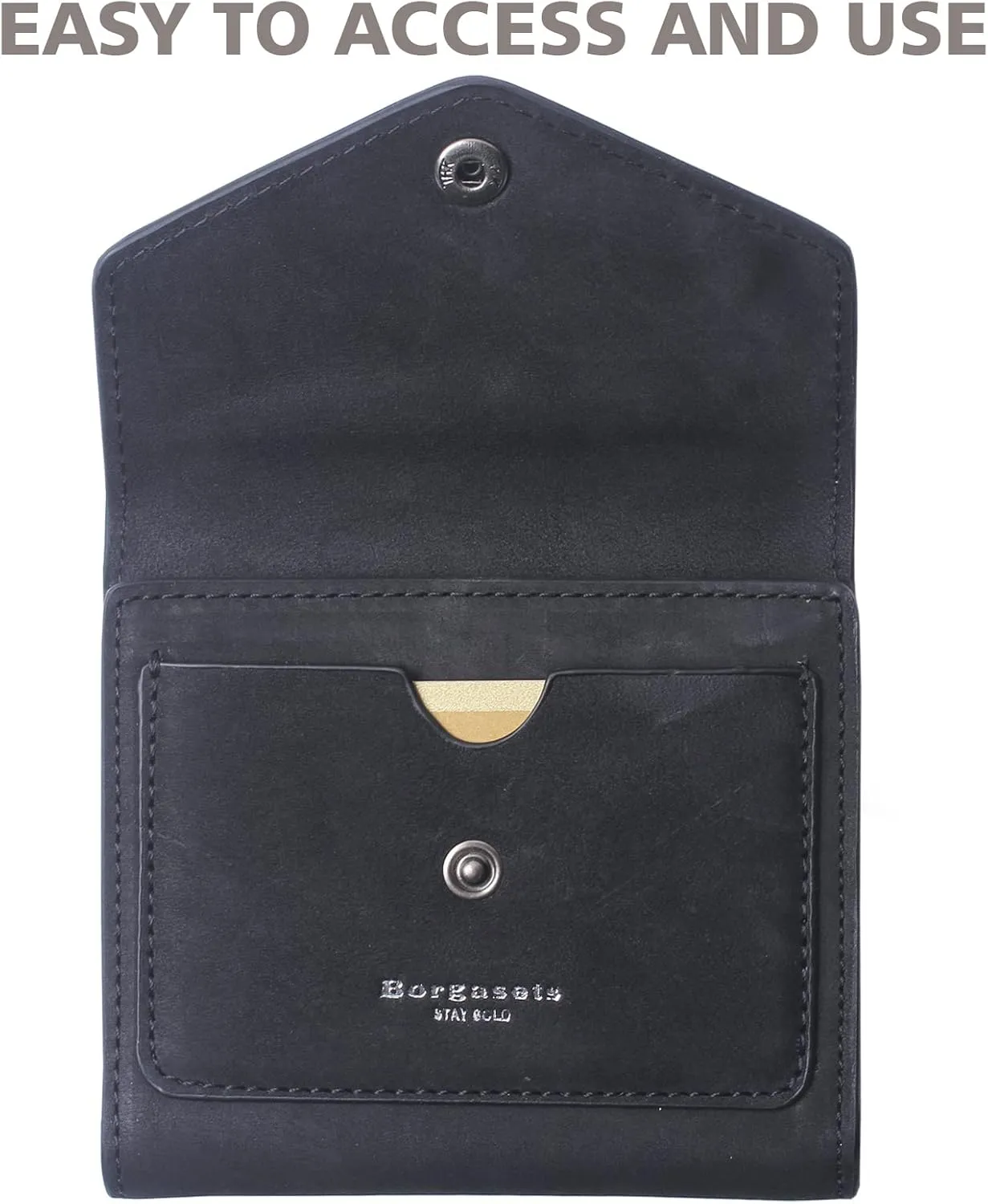 Borgasets Small Wallet for Women Genuine Leather RFID Blocking Card Holder Organizer Pocket Compact Bifold Ladies Mini Purse
