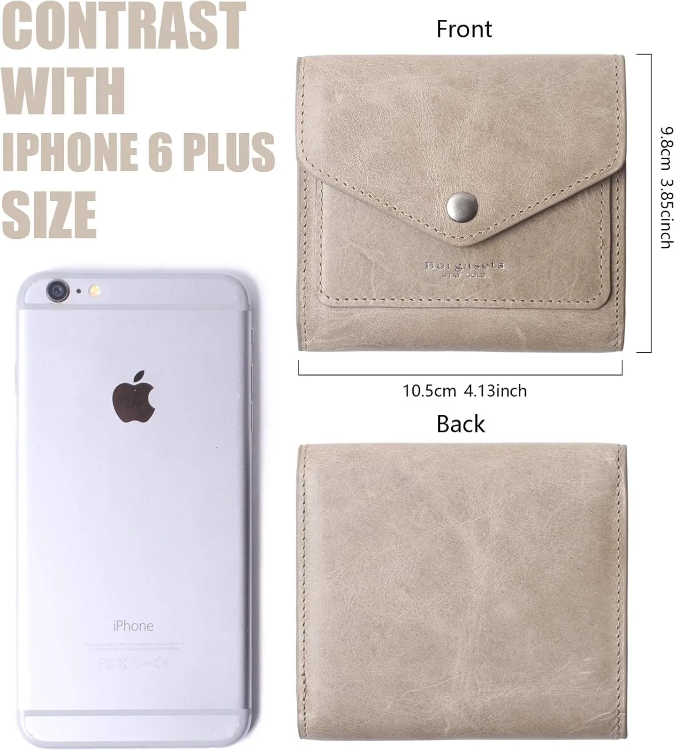 Borgasets Small Wallet for Women Genuine Leather RFID Blocking Card Holder Organizer Pocket Compact Bifold Ladies Mini Purse