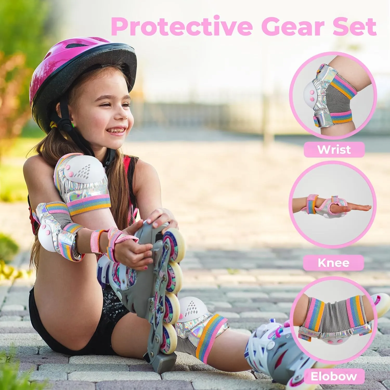 BOSONER Kids/Youth Knee Pad Elbow Pads for Roller Skates Cycling BMX Bike Skateboard Inline Rollerblading, Skating Skatings Scooter Riding Sports