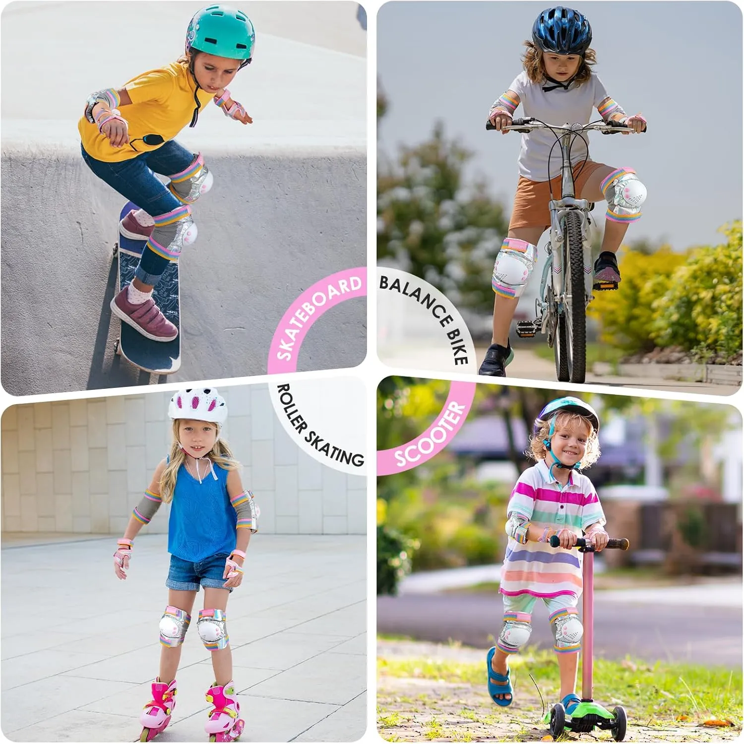 BOSONER Kids/Youth Knee Pad Elbow Pads for Roller Skates Cycling BMX Bike Skateboard Inline Rollerblading, Skating Skatings Scooter Riding Sports