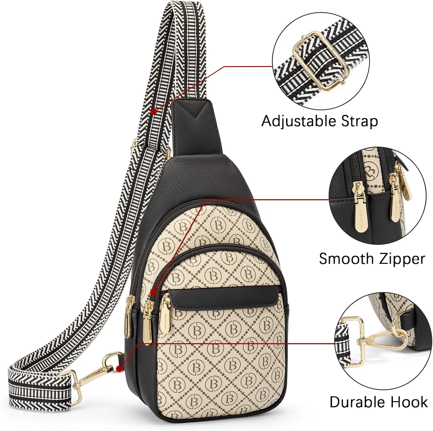 BOSTANTEN Small Sling Bag for Women Leather Crossbody Bags Fanny Pack Chest Bag for Travel