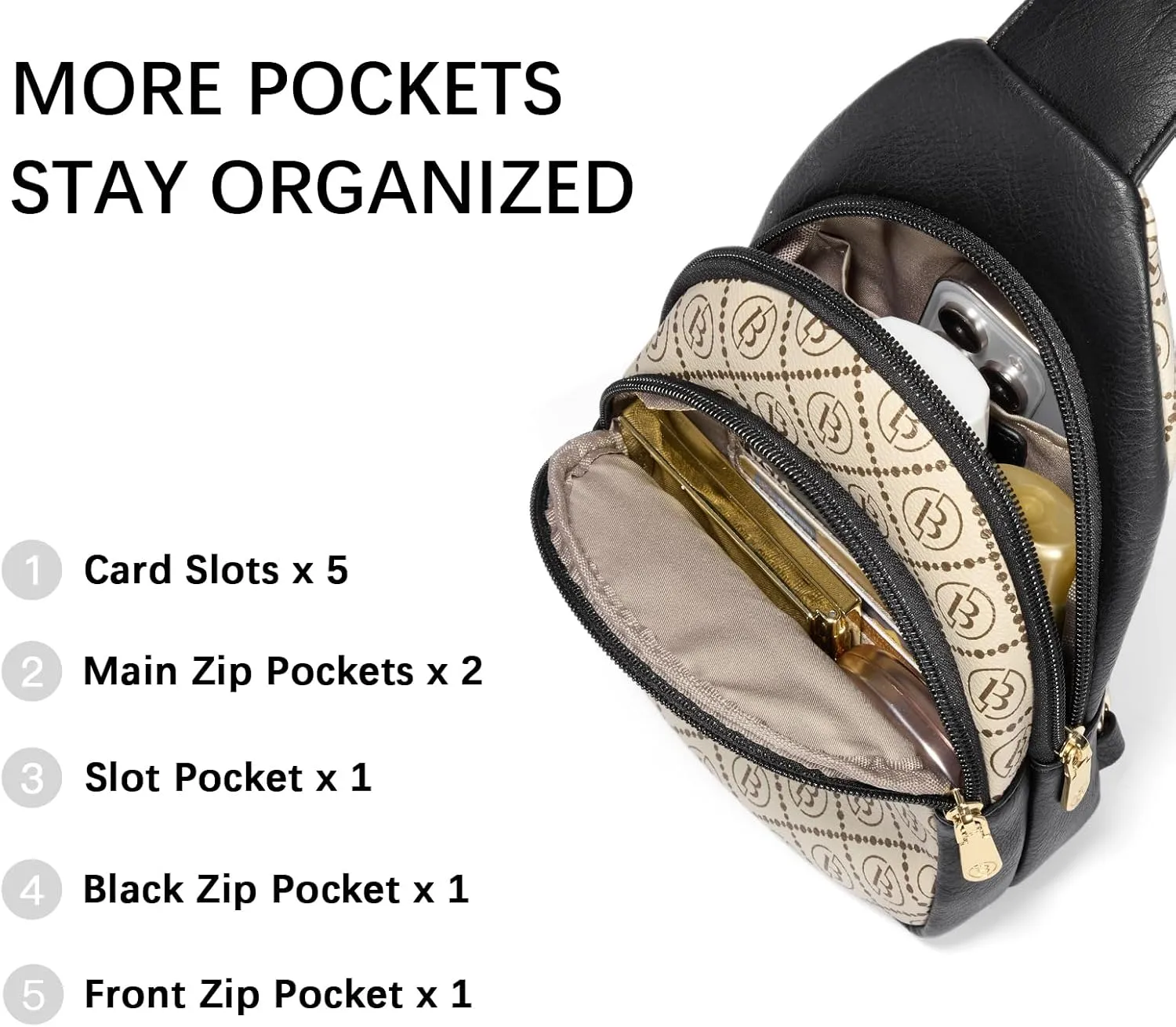 BOSTANTEN Small Sling Bag for Women Leather Crossbody Bags Fanny Pack Chest Bag for Travel