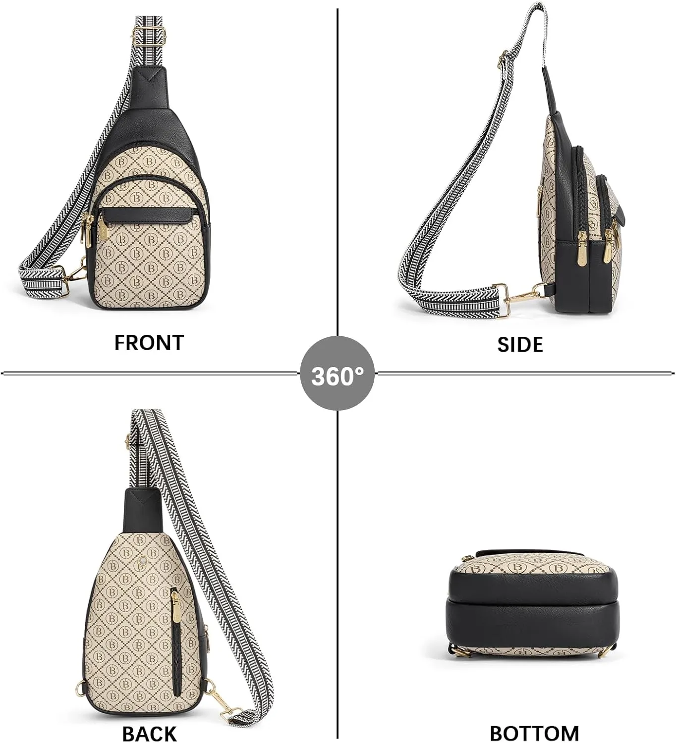 BOSTANTEN Small Sling Bag for Women Leather Crossbody Bags Fanny Pack Chest Bag for Travel