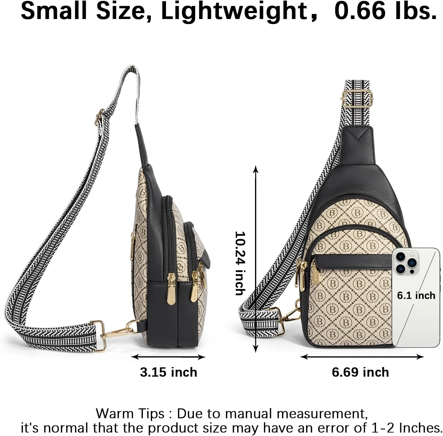BOSTANTEN Small Sling Bag for Women Leather Crossbody Bags Fanny Pack Chest Bag for Travel