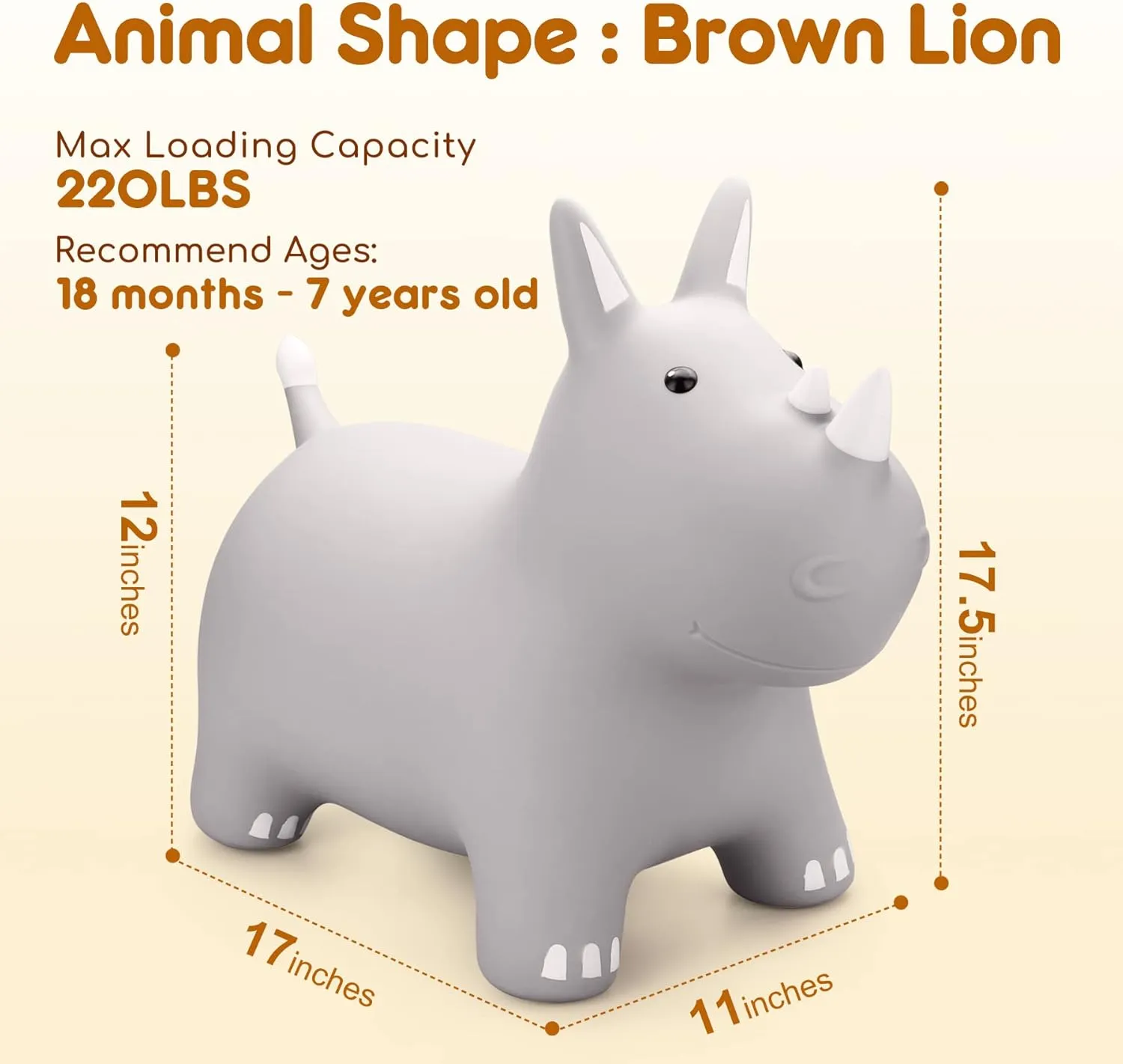 Bouncy Horse Hopper, Bouncy Animals Hopper for Toddlers, Inflatable Jumping Ride on Bouncer, Kids Hopping Toys for 18M 2 3 Years Old Kids Boys Girls Gifts