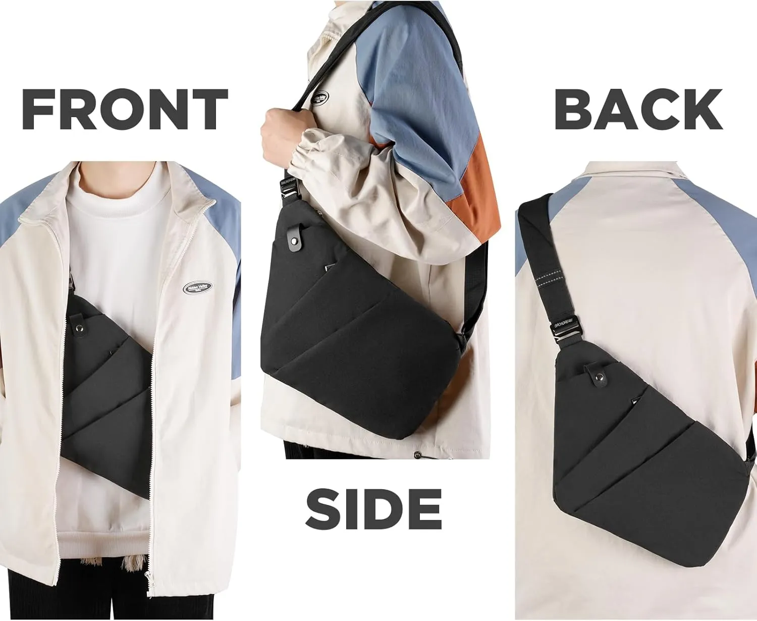 BROADREAM Anti Theft Crossbody Bag for Men Women - Slim Sling Bag Crossbody Shoulder Bag for Travel Hiking Sport Casual