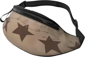 Brown Vintage Rusty Stars Primitive Country Waist Packs Unisex Adjustable Shoulder Strap Messenger Bag Sports Travel Running Leisure Waist Bag