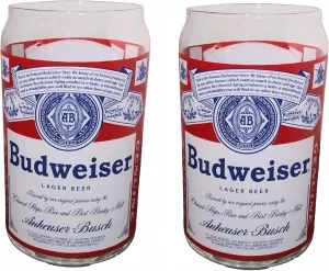 Budweiser Vintage Style Glass Can Glasses - Set of 2