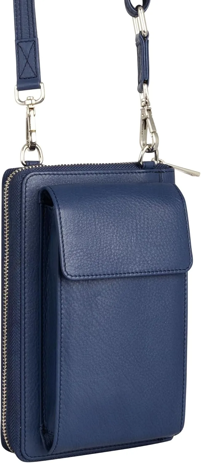 BULL GUARD Crossbody Leather Wallet Phone Purse, Anti Theft and RFID Blocking, Small Elegant Design for Travel