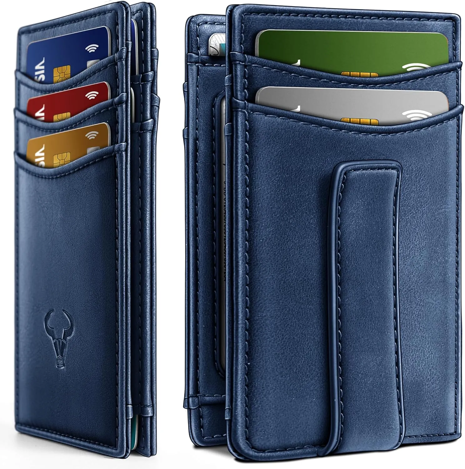 BULLIANT Magnetic Closure Slim Wallet-Genuine Leather Front Pocket Wallet for Men,RFID Blocking,Holds 12 Cards and Money Clip
