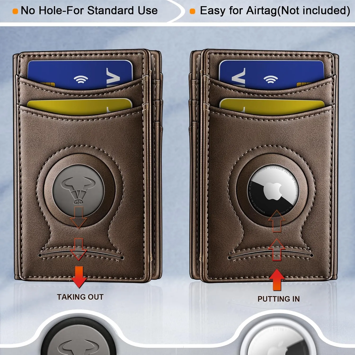 BULLIANT Men Airtag Wallet,Slim Wallet Money Clip Card Holder Magnetic Closure 12 Cards in Front Pocket RFID Blocking