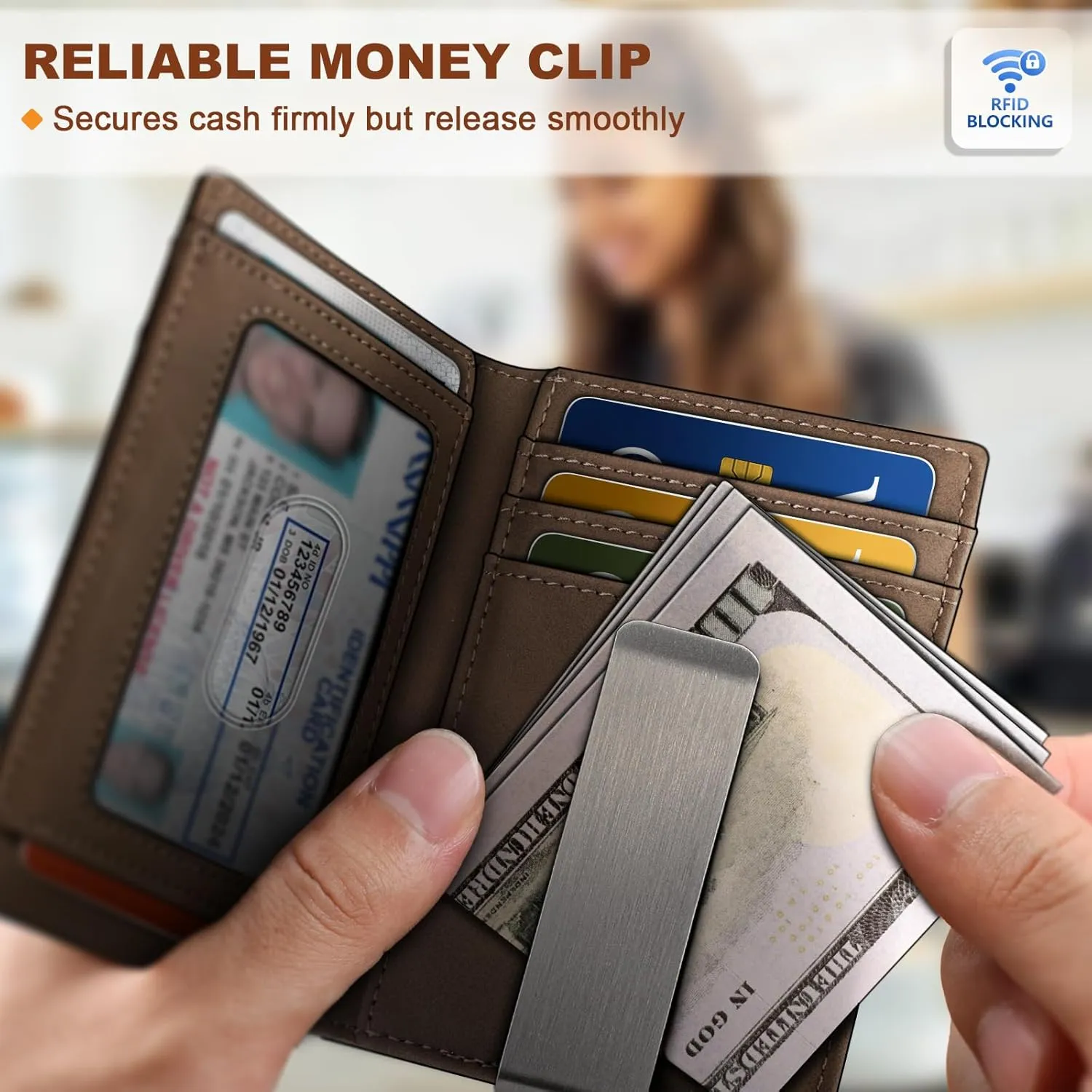 BULLIANT Men Airtag Wallet,Slim Wallet Money Clip Card Holder Magnetic Closure 12 Cards in Front Pocket RFID Blocking