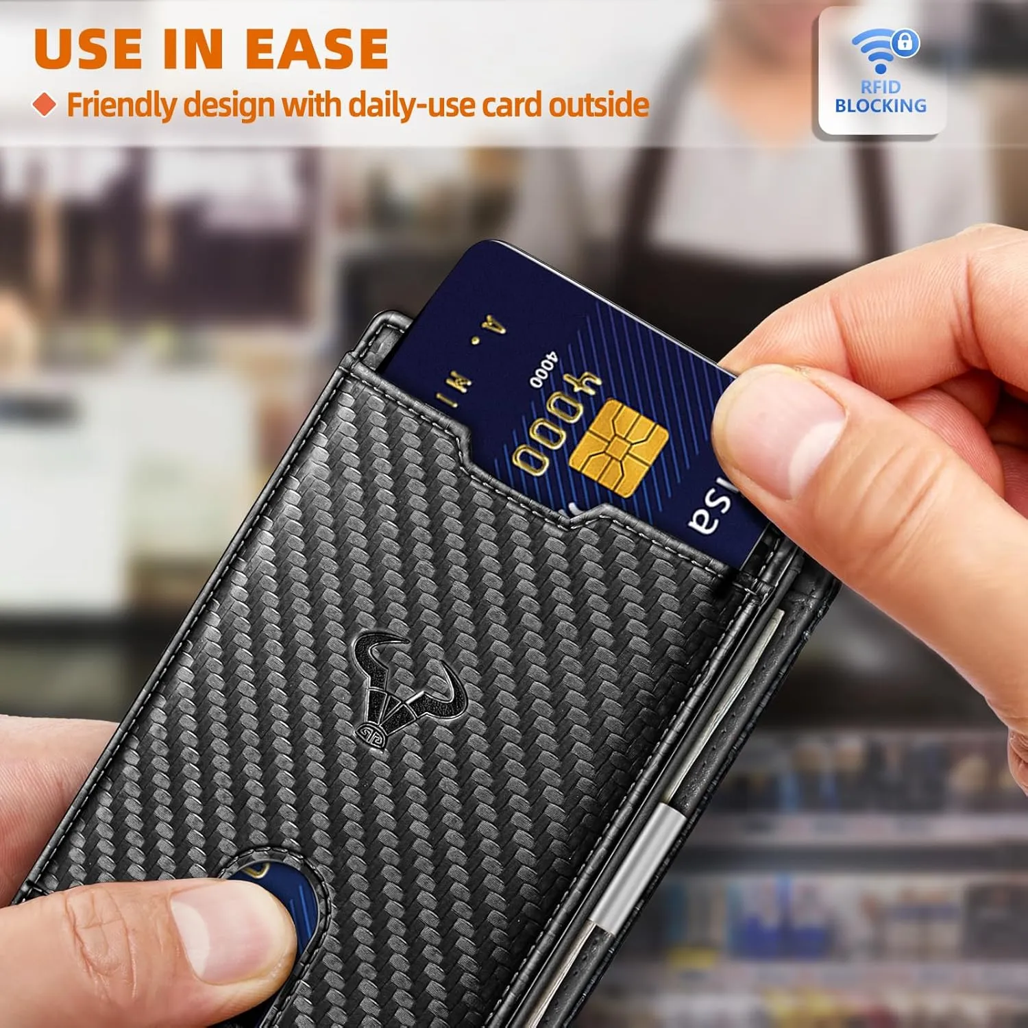 BULLIANT Men Wallet, Slim Leather Wallet Money Clip for Gift Men 3"X4.3" RFID Blocking 11 Cards