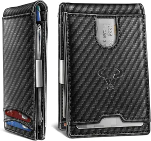 BULLIANT Men Wallet, Slim Leather Wallet Money Clip for Gift Men 3"X4.3" RFID Blocking 11 Cards