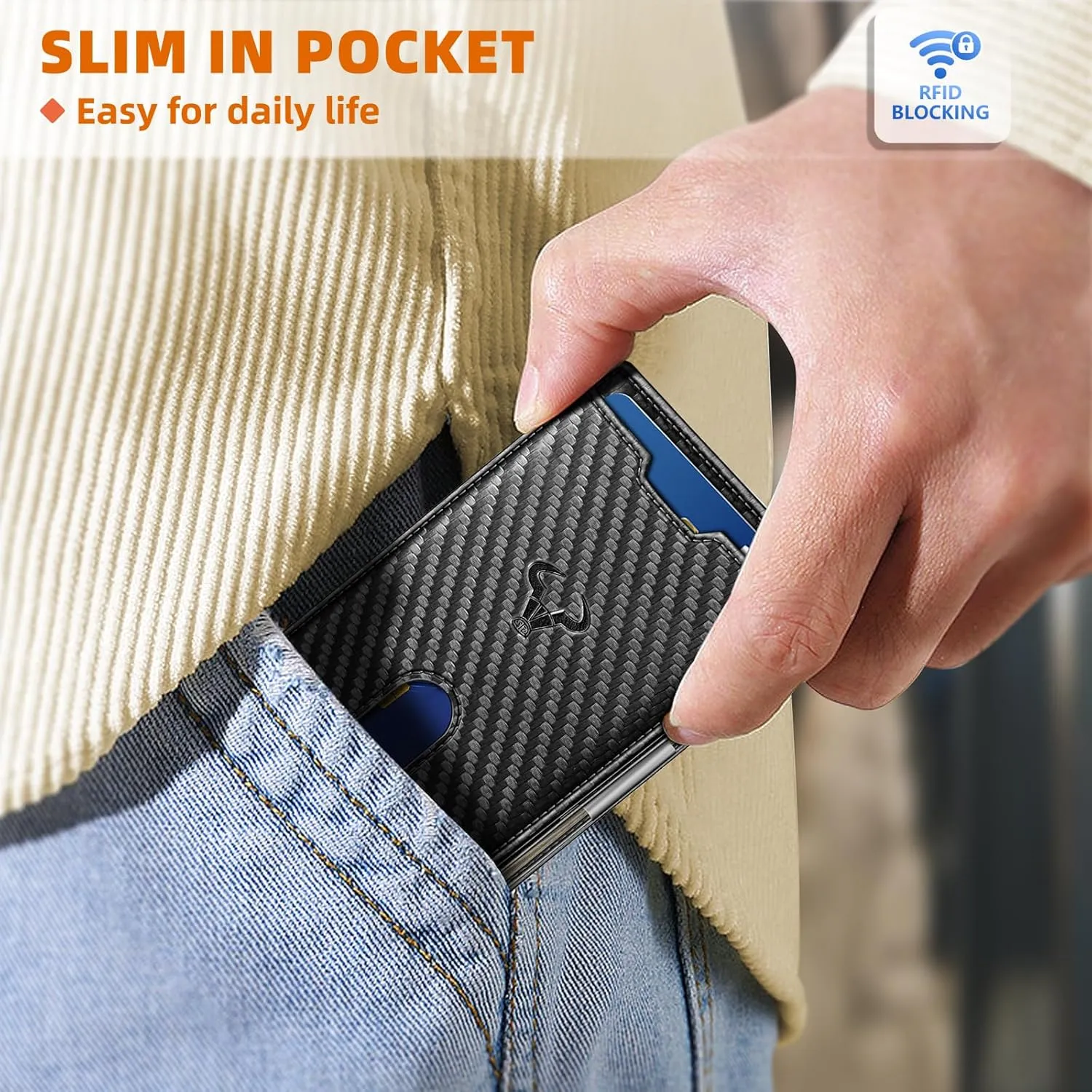 BULLIANT Men Wallet, Slim Leather Wallet Money Clip for Gift Men 3"X4.3" RFID Blocking 11 Cards
