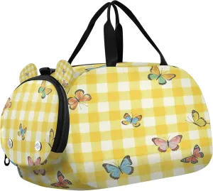 Butterfly Youth Sports & Travel Duffle Bag with Shoe Compartment,Waterproof Gym Bag for Girls and Boys (Overnight Essentials Organizer)