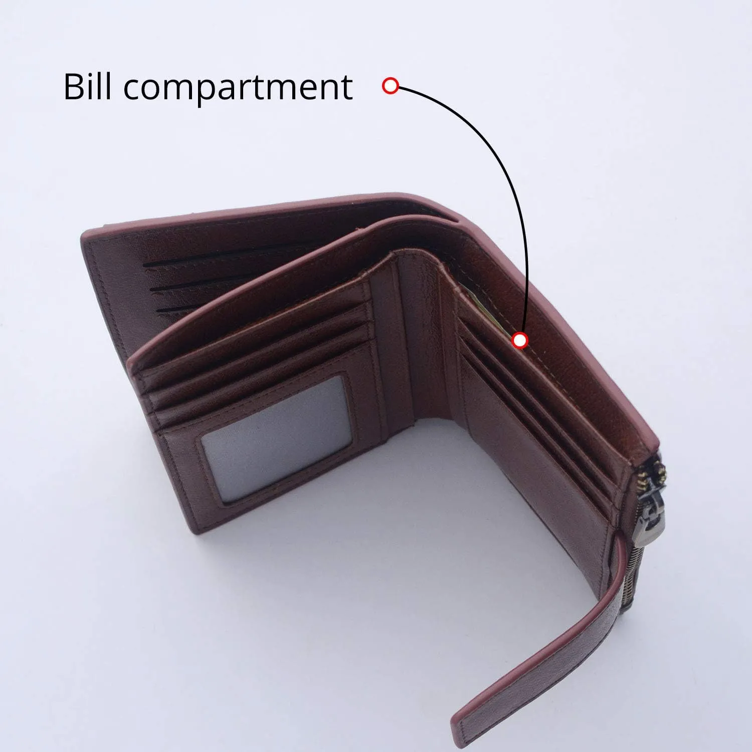 Bveyzi Women's Small Leather RFID Blocking Bifold Zipper Pocket Wallet Ladies Credit Card Slots Purse with id Window